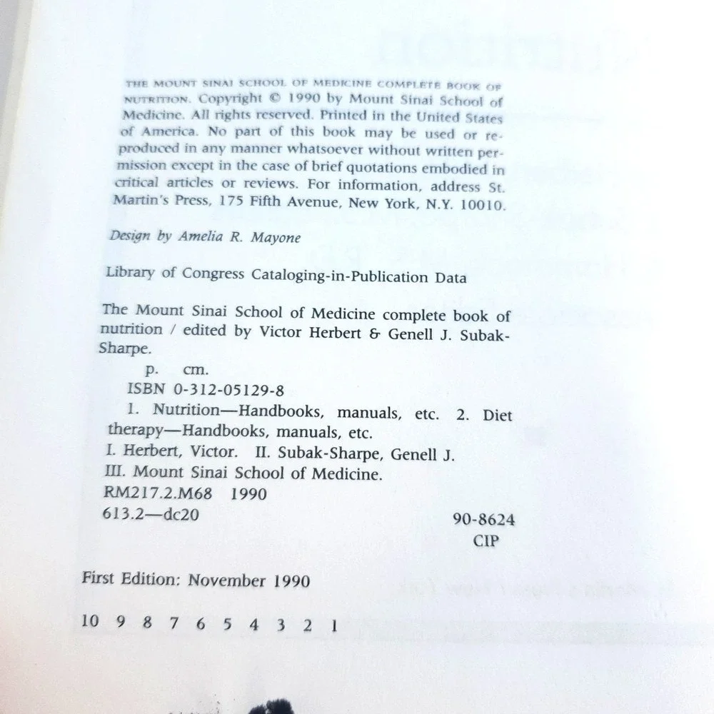 MOUNT SINAI SCHOOL OF MEDICINE COMPLETE BOOK OF NUTRITION Victor‎ Herbert